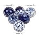 preview thumbnail 11 of 9, Black or Blue Patten Ceramic Traditional Round Orbs/Balls (Set of 6) - 3 x 3 x 3Round