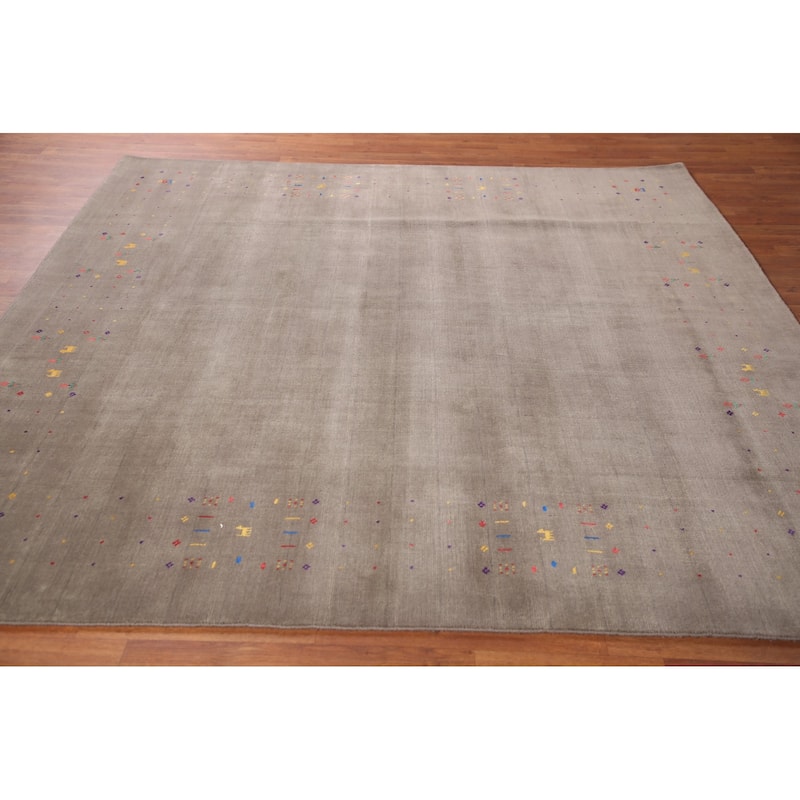 Tribal Gabbeh Oriental Square Area Rug Handmade Wool Carpet - 7'10" x 7'9"