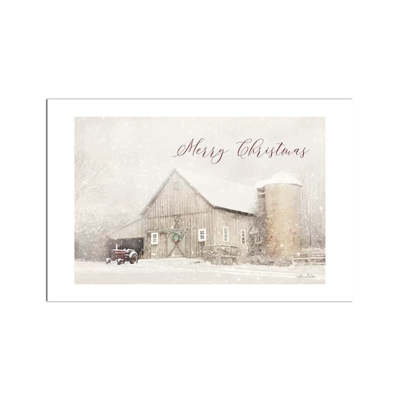Merry Christmas Farm Fine Art Paper Print by Lori Deiter - Multi