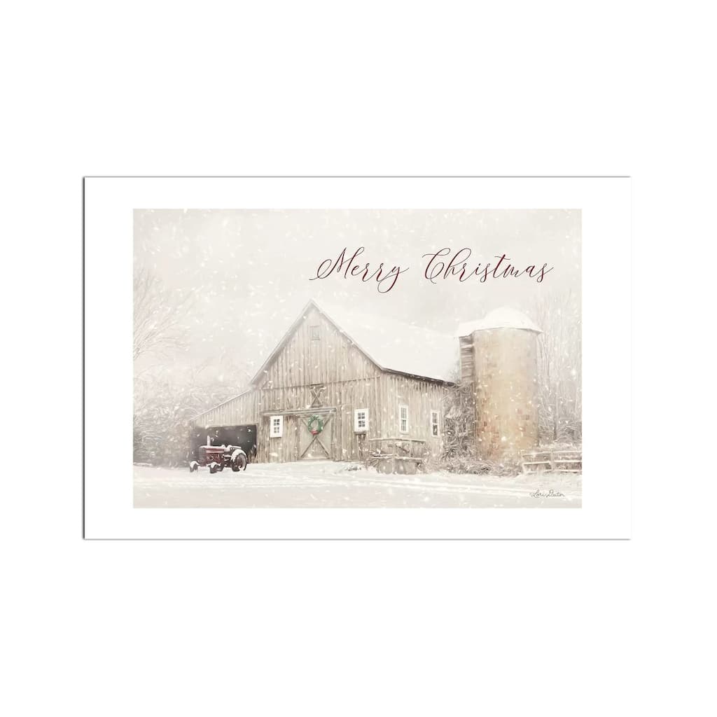 Merry Christmas Farm Fine Art Paper Print by Lori Deiter - Multi