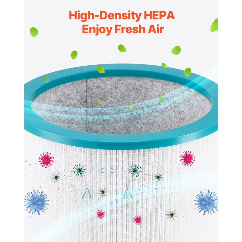 8 Speed Bladeless Oscillating Tower Fan with HEPA Filter and Low Noise for Bedroom or Living Room Use - 8.9 x 41.3 inch