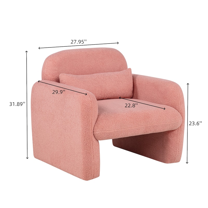 Teddy Fleece Accent Chair with Pillow for Living Room/Bedroom (350lb Capacity)
