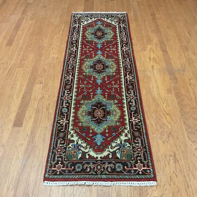 HERAT ORIENTAL Handmade Indo Serapi Wool Runner - 2'6" x 8'