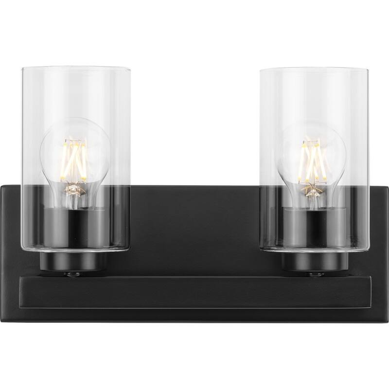 Goodwin Collection Two-Light Matte Black Modern Vanity Light with Clear Glass - Medium