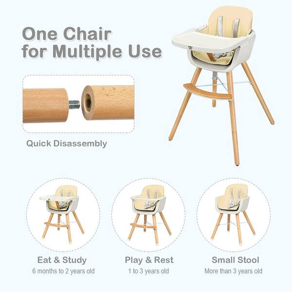 Shop Baby Joy Wooden High Chair Baby Toddler 3 In 1 Convertible