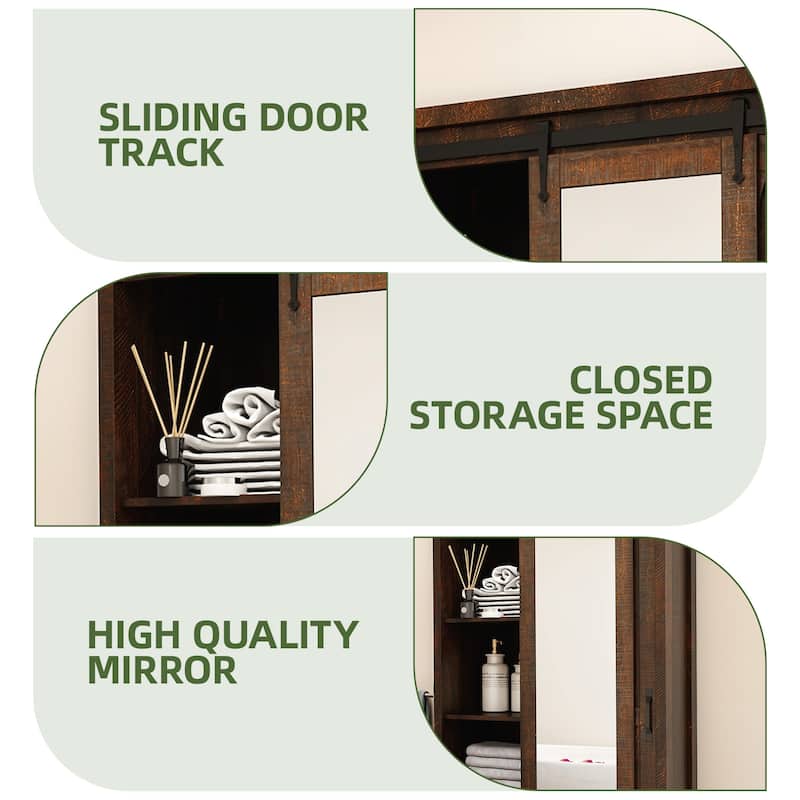 Farmhouse Tall Bathroom Storage Cabinet with Doors And Adjustable Shelf