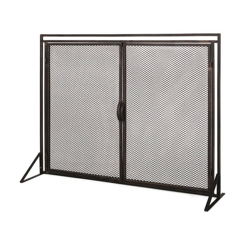 Anmytek Metal Fireplace Screen with Double Access Doors