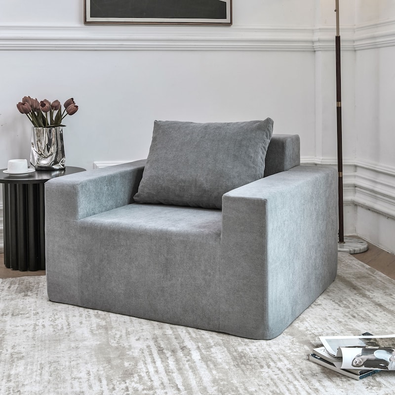 Plain Grey 40.2" Accent Chair with High-Density Foam