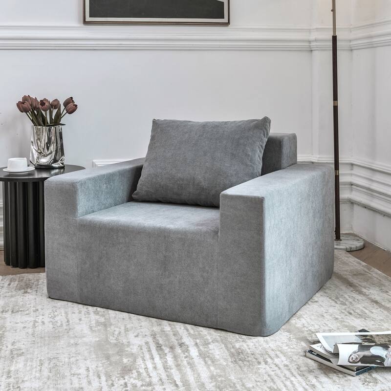 Sofa in a box Foam Sofa Couch with Pillow, Bean Bag Chairs for Adults Stuffed High-Density Foam, Large Bean Bag Single Sofa