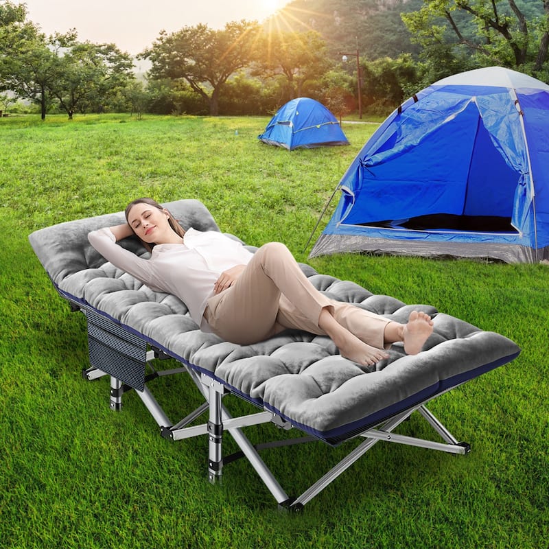 DoCred Oversized Folding Camping Bed, Portable Sleeping Bed Cot - 75"x28"x14"