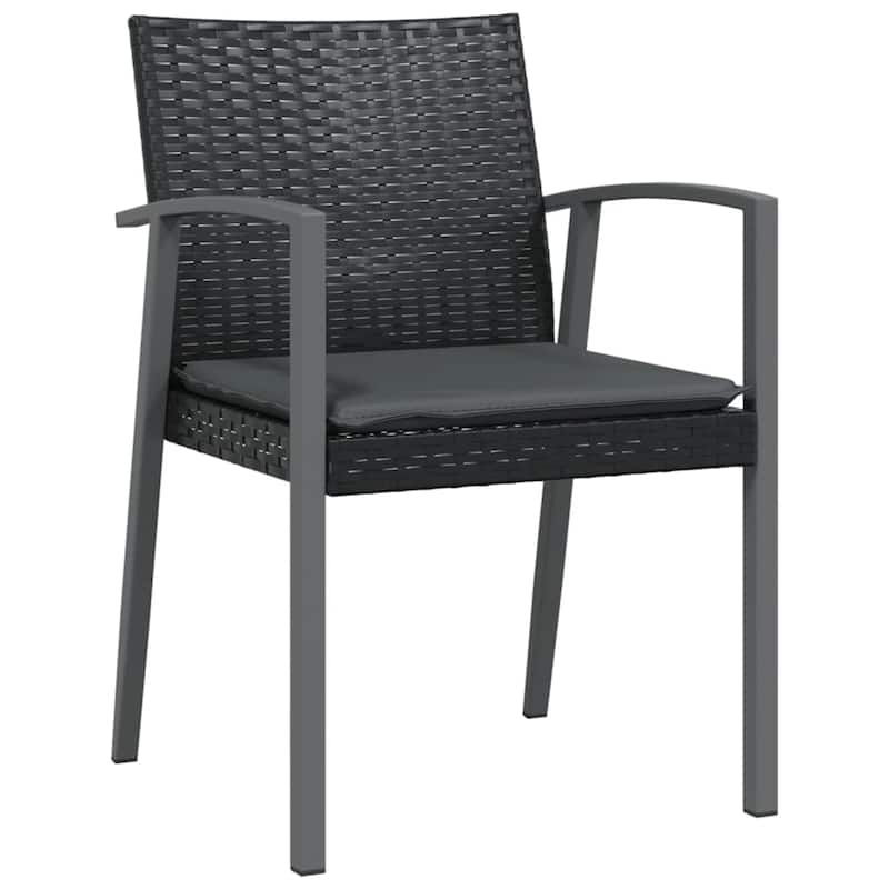 vidaXL Patio Dining Set Table and Chair with Cushions Poly Rattan and Steel