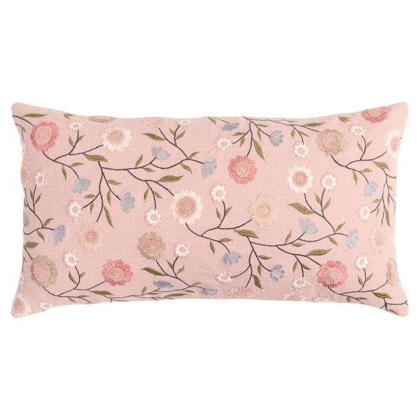 Rizzy Home Light Pink Blue Green and White Floral Throw Pillow Bed Bath Beyond 29095498