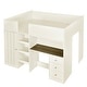 preview thumbnail 7 of 11, Wood Full Size Loft Bed with Built-in Wardrobe, Desk, Shelves, Drawers