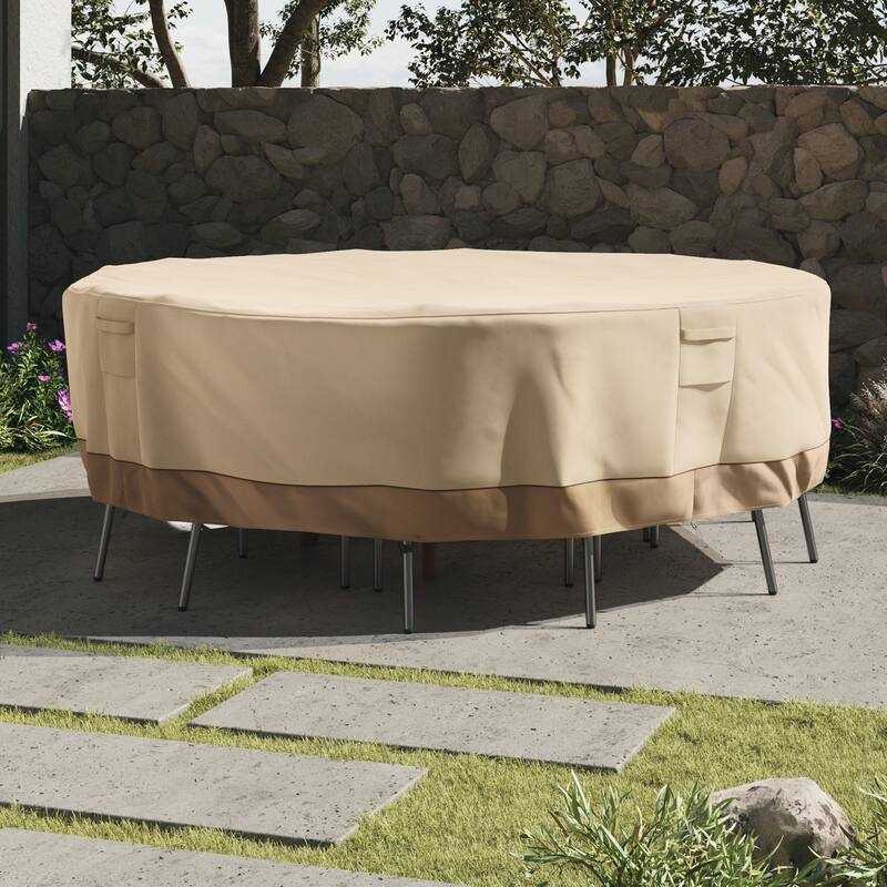 Pure Garden Outdoor Patio Furniture Covers - Round Table - 94"W x 94"D x 23"H