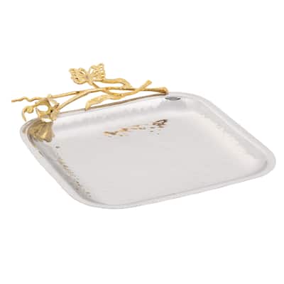 Elegance Gold Butterfly Square Tray 8.25"