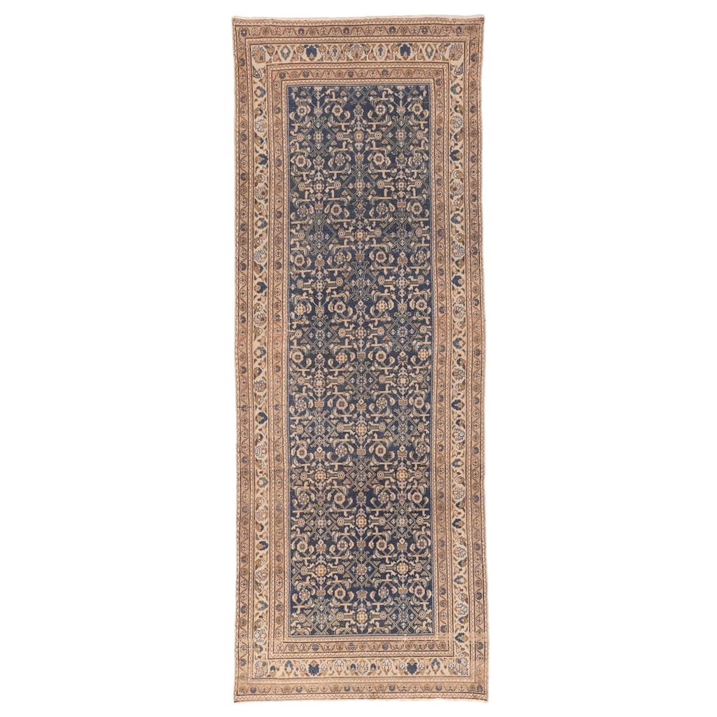 ECARPETGALLERY Hand-knotted Antalya Vintage Navy Wool Rug - 3'7 x 9'11
