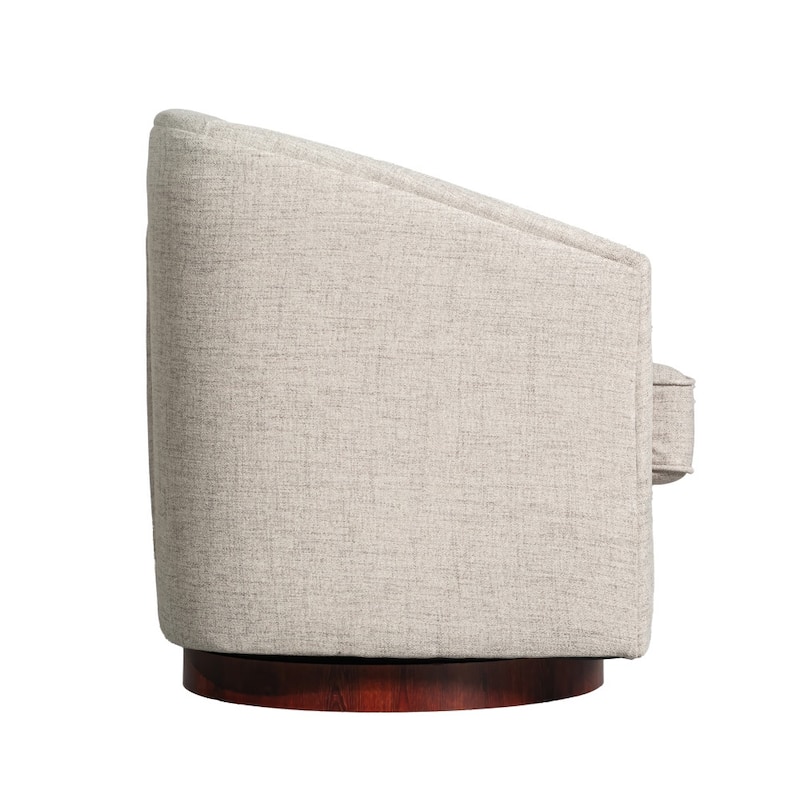 Barrel Accent Chair with 360° Swivel Vinyl Wrapped Base