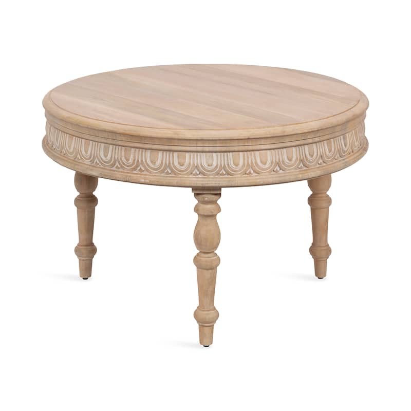 Kate and Laurel Patresa Carved Round Wood Coffee Table - 28x28x18