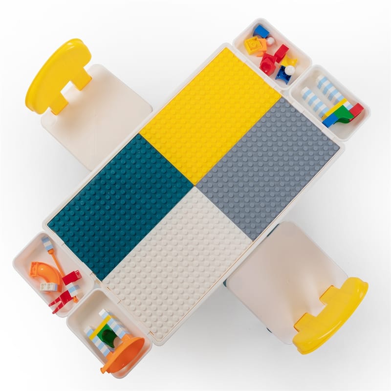 Children's Building Blocks Desk and Chair Set with DIY Building Blocks