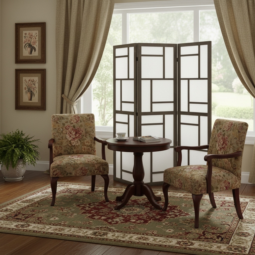 HomeRoots 50" Gray and White Wood and Fabric Three Panel Screen Room Divider - 67' X '50' X '1.5