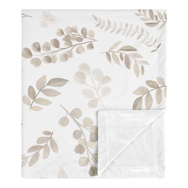 slide 2 of 5, Floral Leaf Boy Girl Baby Receiving Security Swaddle Blanket - Ivory Beige Taupe Neutral Boho Watercolor Botanical Woodland