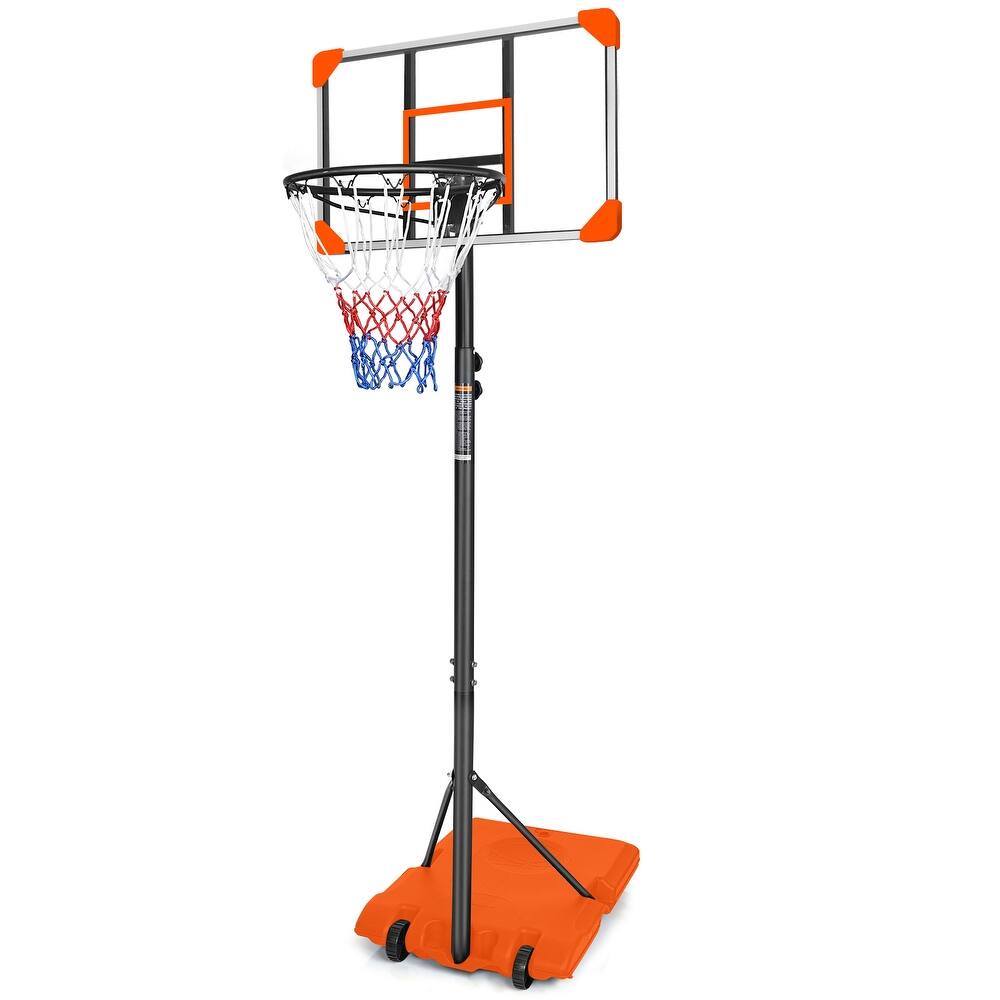 Roomfitters Portable Basketball Goal System with Stable Base and Wheels, Adjustable Height 5.6-7ft for Indoor Outdoor