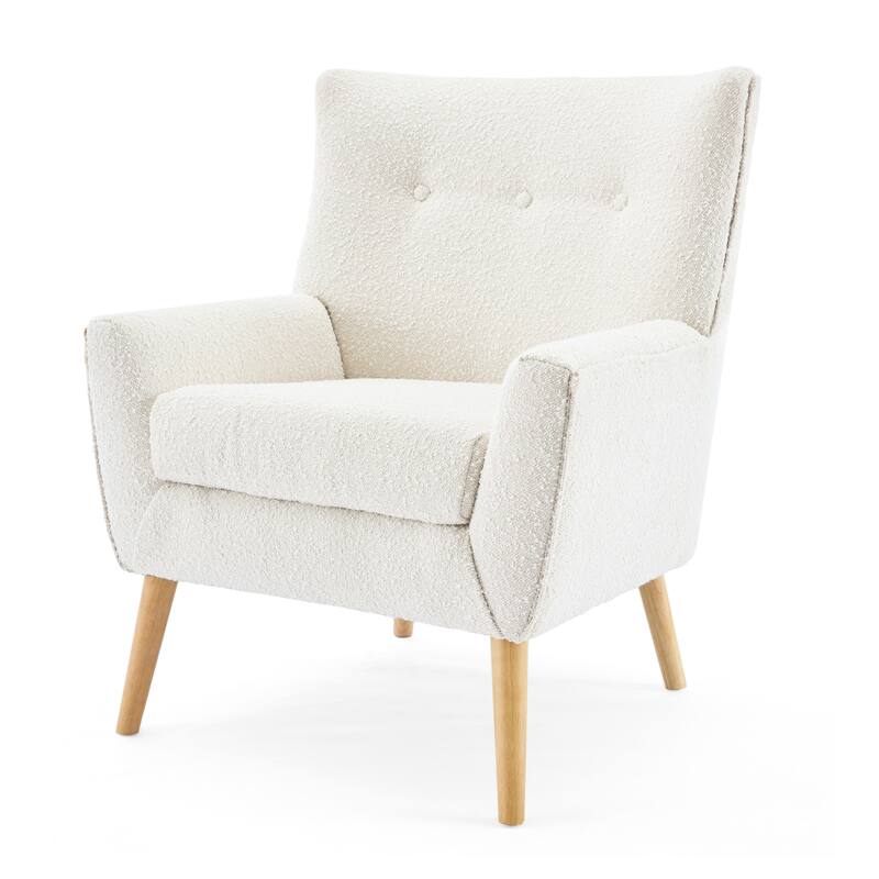 Almond Wood+Fabric Accent Chair, 30x29x36 inches