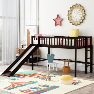Twin Size Low Loft Bed with Ladder and Slide - Bed Bath & Beyond - 39301545