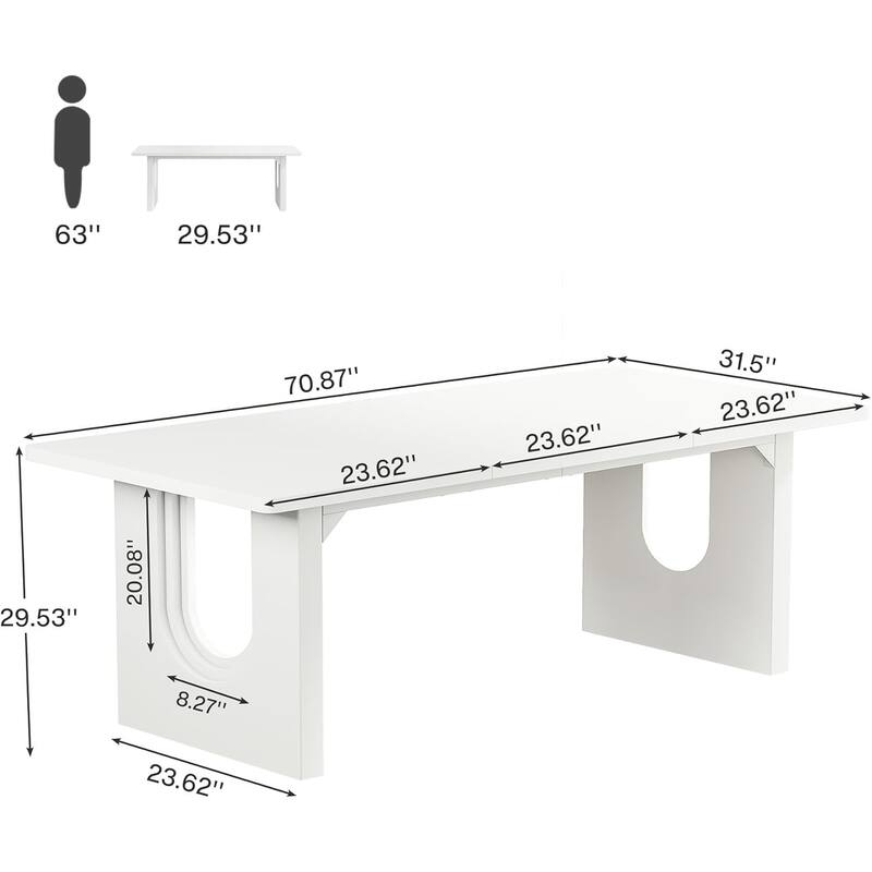 Modern 71" Rectangular Dining Table for 6-8 People