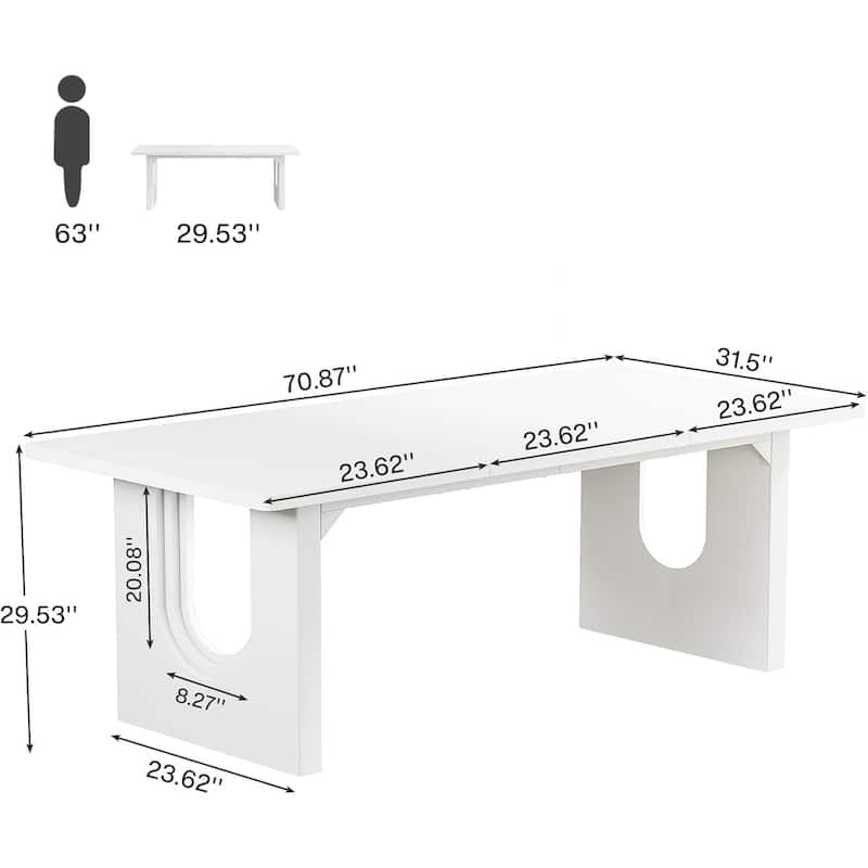 White MDF Large Office Desk Rectangle Sturdy Modern Design