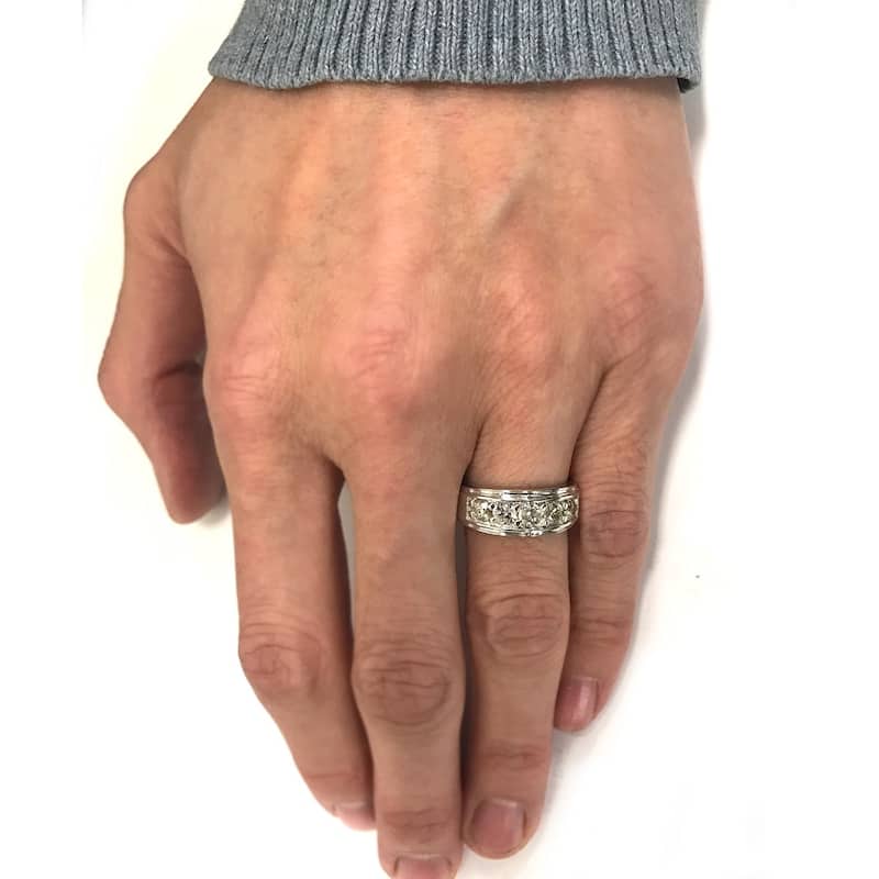 1 ct Mens Diamond Five Stone Wedding Ring White, Yellow, Rose Gold