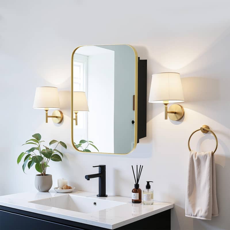 Dovelina Wall Medicine Cabinet Multifunctional Wall-Mounted Mirrored Cabinet with Magnetic Doors - 24*16