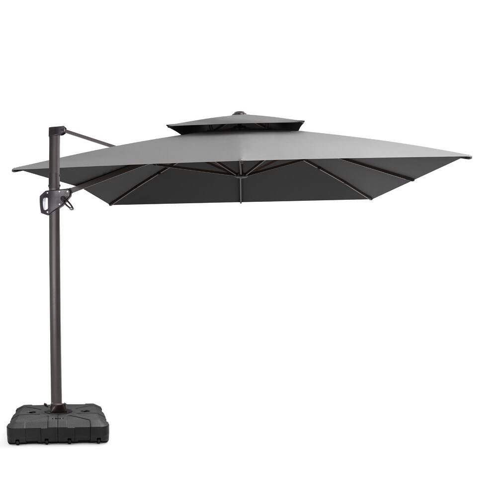 VredHom Patio Outdoor 9 x 11 FT Double Top Aluminum Cantilever-Offset Umbrella with HDPE Wheel Base
