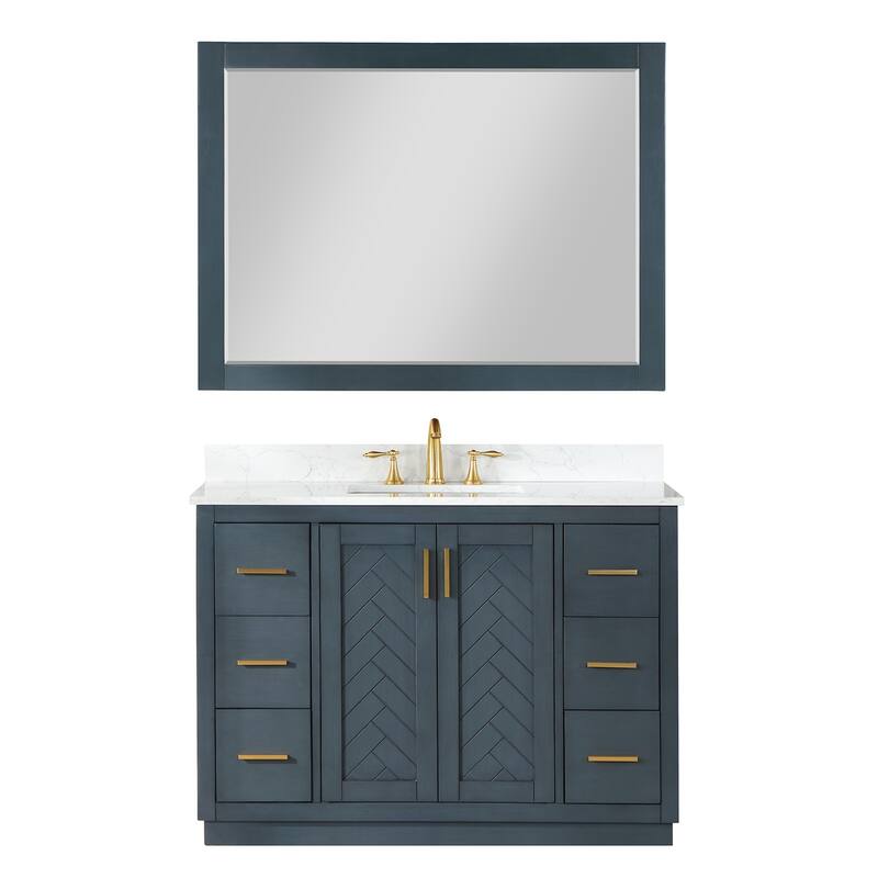 Altair Gazsi Bathroom Vanity with Composite Stone Countertop with Mirror