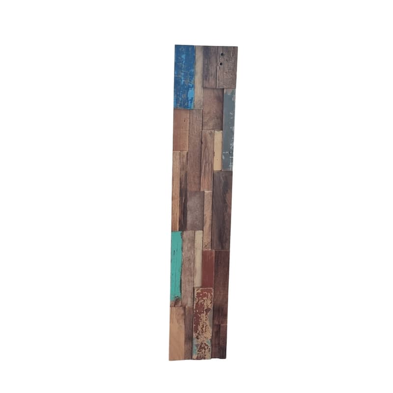 HomeRoots Brown And Rustic Patina 3D Embossed Teak Reclaimed Wood Decorative Wall Panels - 47.75' X '11.75' X '0.75