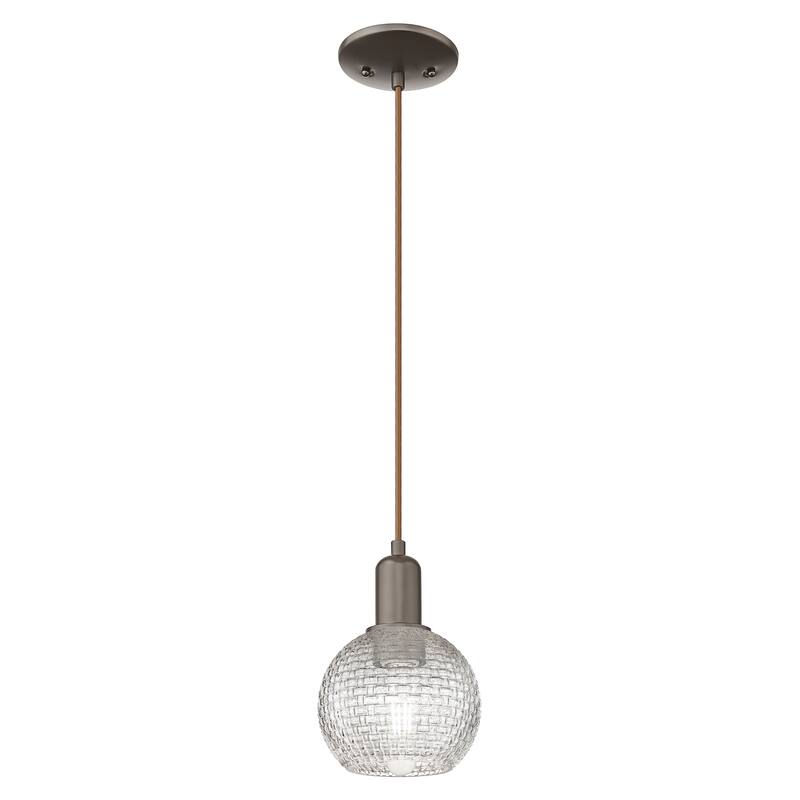 Innovations Lighting Endless Possibilities Arcadia - Athens - 1 Light 6" Basketweave Cord Hung Mini Pendant - Oil Rubbed Bronze