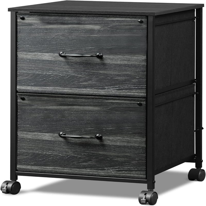 2 Drawer Mobile File Cabinet - 15.7"D x 15.4"W x 26.8"H