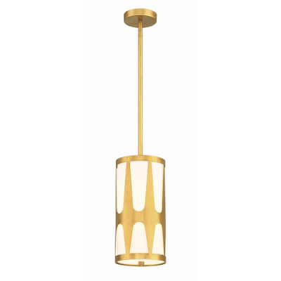 Royston 1 Light Antique Gold Pendant - 7"W x 14"H x 7"D