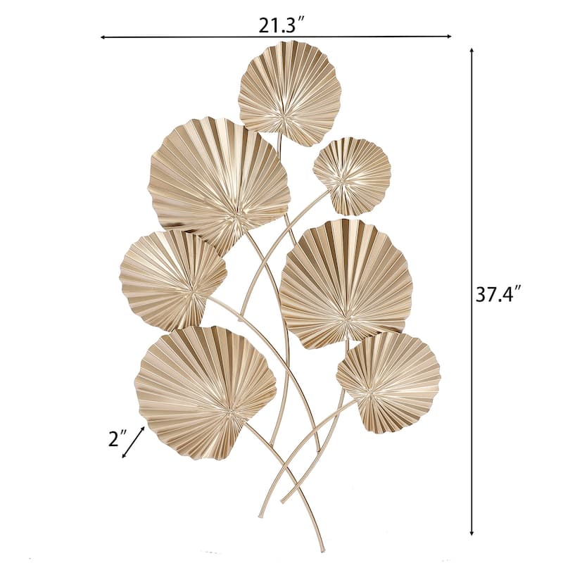 Seven Gold Palm Leaf Metal Wall Art Decor
