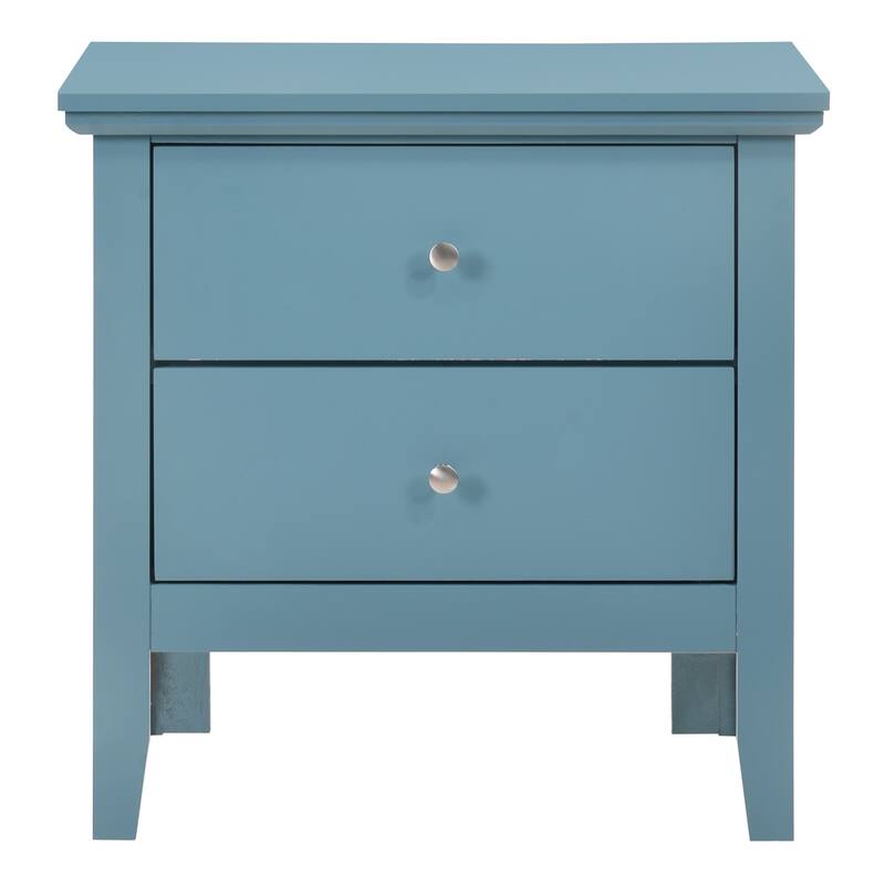 2-Drawer Wooden Nightstand - 24" - Blue