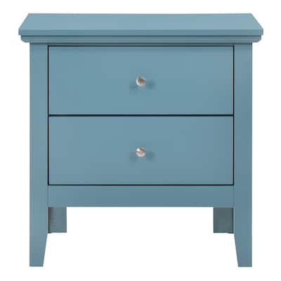 2-Drawer Wooden Nightstand - 24" - Blue