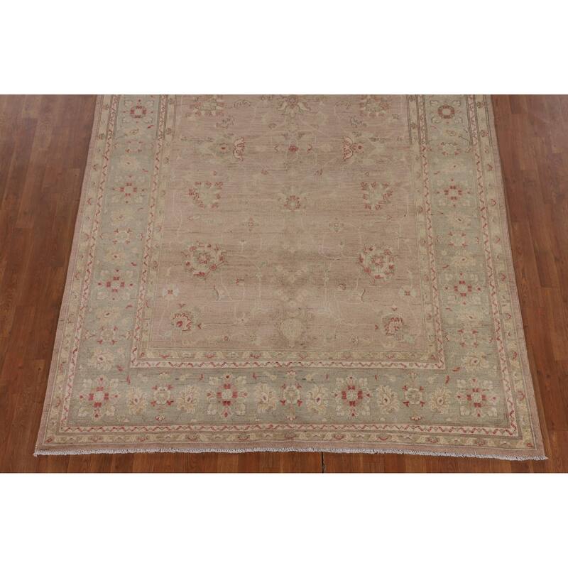 Earth Tone Oushak Oriental Area Rug Hand-Knotted Wool Carpet - 6'9" x 9'10"