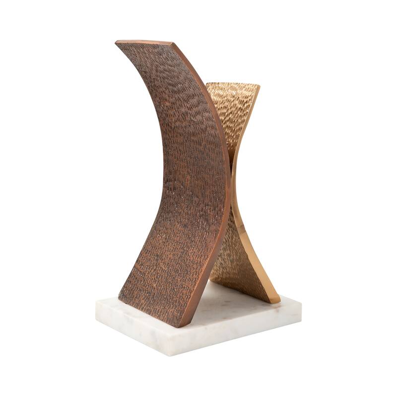 Sagebrook Home's Jennings 16" Gold X Statuary - Aluminum Elegance on Marble Base - Modern Home Decor Sculpture - 10" x 7" x 16"