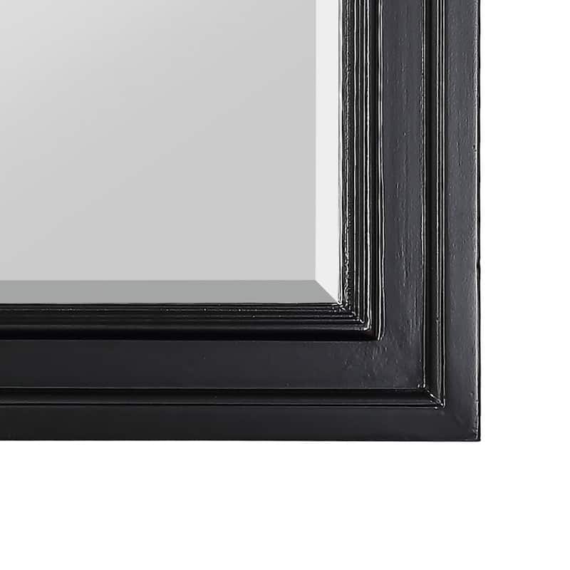 Wooden Mirror with Raised Edges and Curved Top, Black