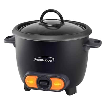 Brentwood 3 Cup Uncooked/6 Cup Cooked Non Stick Rice Cooker in Black - 3 Cups