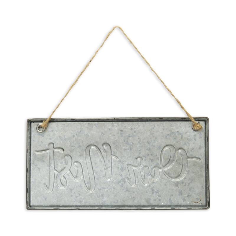 HomeRoots 6" X 12" Gray and Brown Our Nest Galvanized Metal Wall Decor