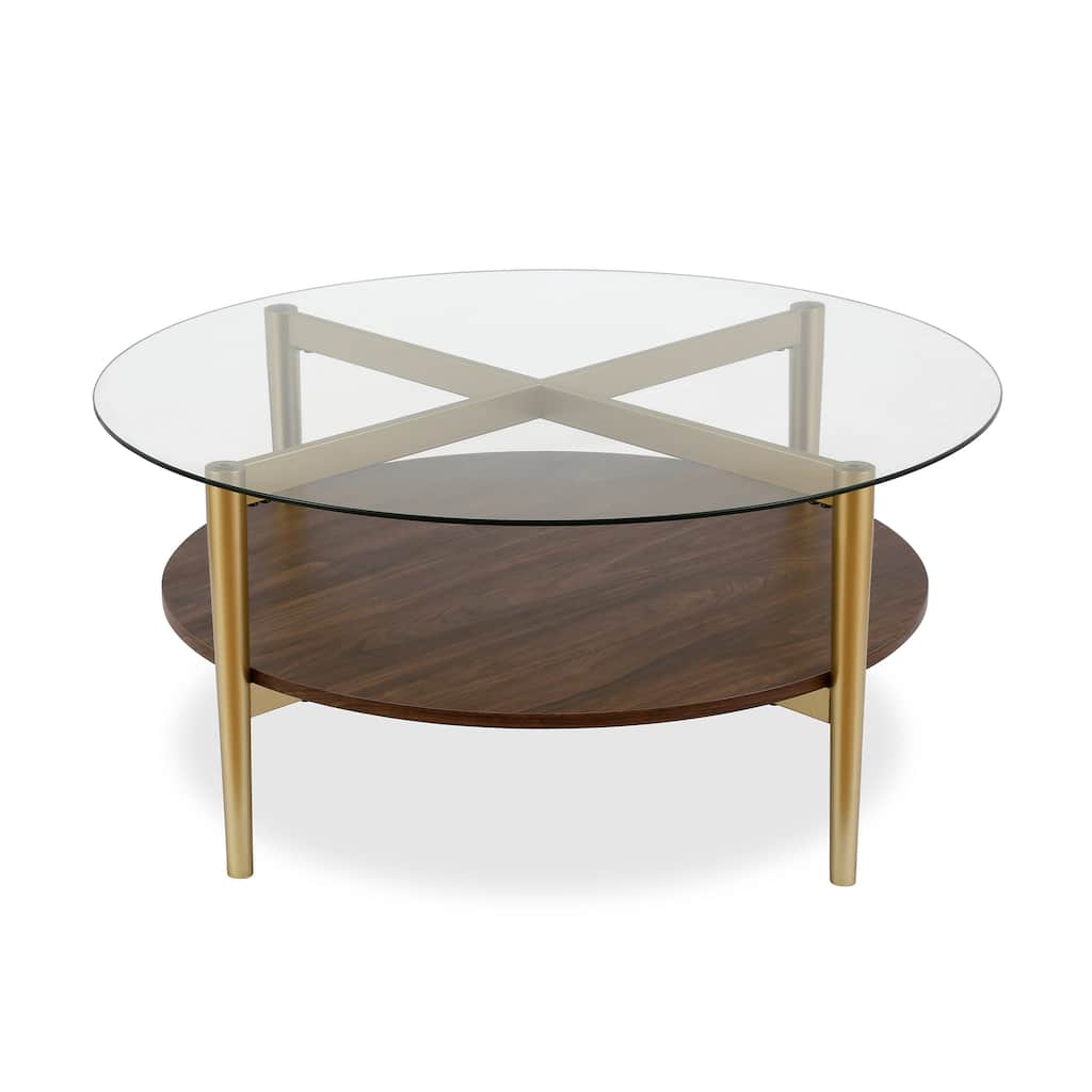 Otto 36" Wide Round Coffee Table with MDF Shelf - 36" Wide