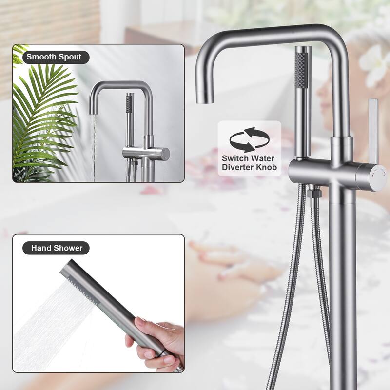 WOWOW Floor Mount Single-Handle Freestanding Tub Faucet