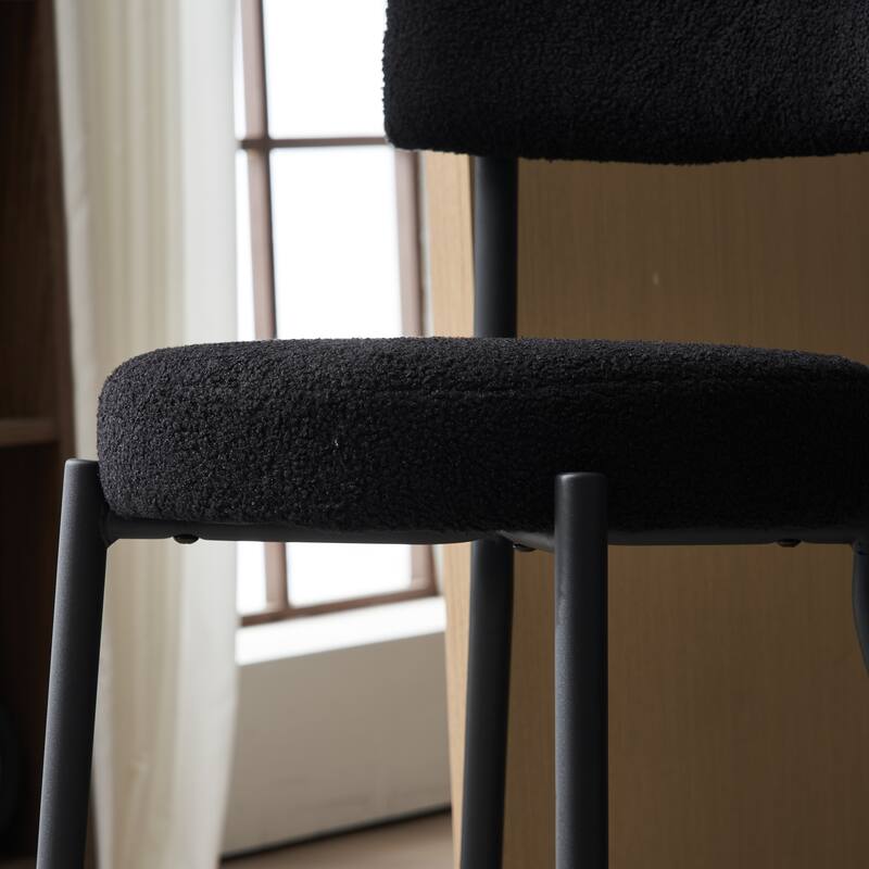 Set of 2 modern teddy fabric upholstered bar stools