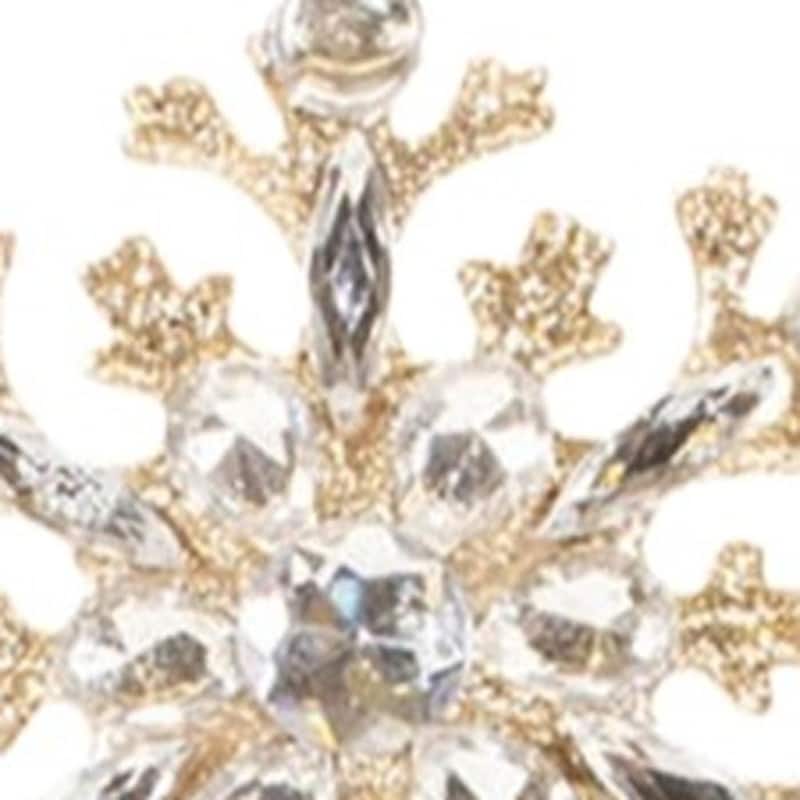 HomeRoots Set of Two Gold And Clear Faux Crystal Beaded Linear Snowflake Wreath Sprays